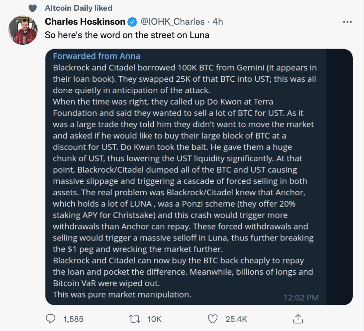 BlueEagleMaya's tweet photo. This tweet was just deleted.. #Cryptocrash #BitcoinCrash #LUNA https://t.co/eKR00I2qrZ