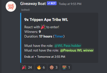 BashDao's tweet photo. 10X WL for @trippinapes is now live for @BashDao holders good luck.
2 lucky raiders will get a chance to get in the dao and participate 👀 
tag 2 friends
like+rt
follow us and join the discord
https://t.co/raWgw6w46x https://t.co/TsBUZbR6uN