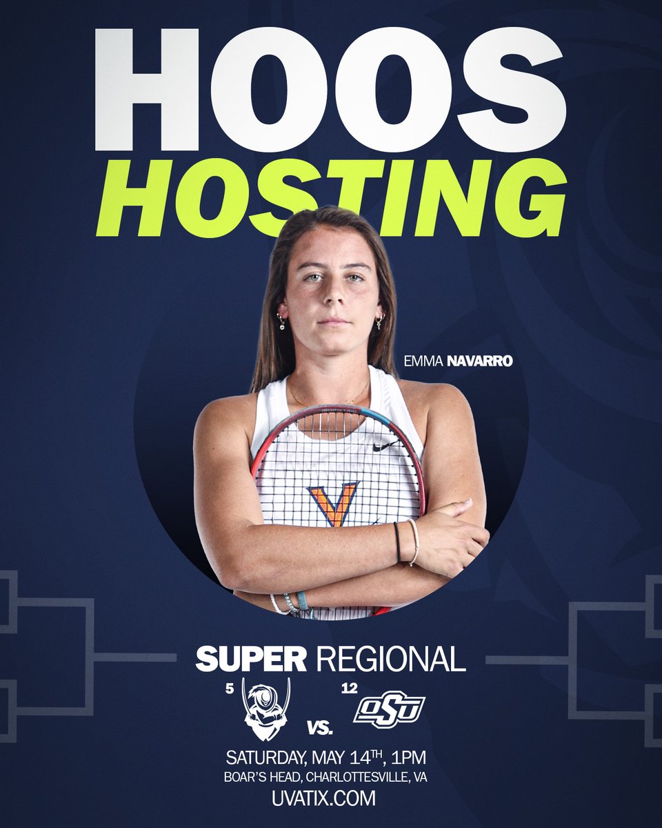UVAWomensTennis's tweet photo. Fun Fact: UVA is the only school hosting men's and women's #NCAATennis🏆 Super Regionals this weekend. Get your tickets now to come out and cheer the Hoos into the quarterfinals #GoHoos⚔️
🎟️ https://t.co/ttqCCxCMp5 https://t.co/KmE1nJr6x7