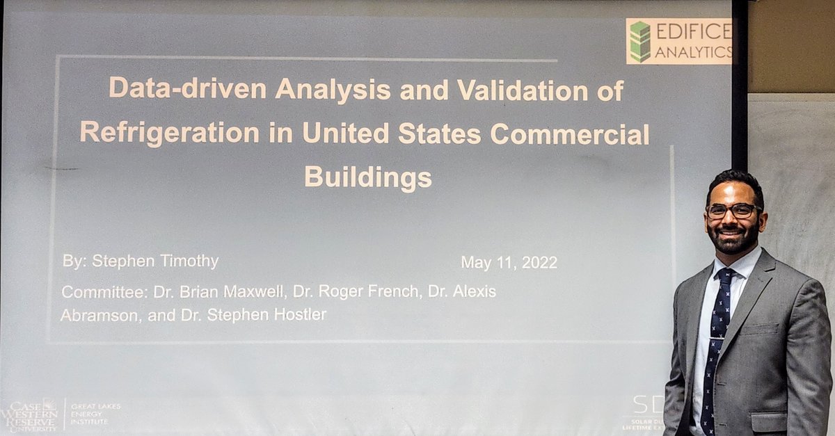 frenchrh's tweet image. Congratulations to Stephen Timothy on successfully defending his Masters Thesis entitled "Data-Driven Analysis and Validation of Refrigeration in United States Commercial Buildings". @STimothy_CWRU @AbramsonAlexis @EdificeAnalytic @SDLE_ResCntr   @CfdscL @CaseEngineer