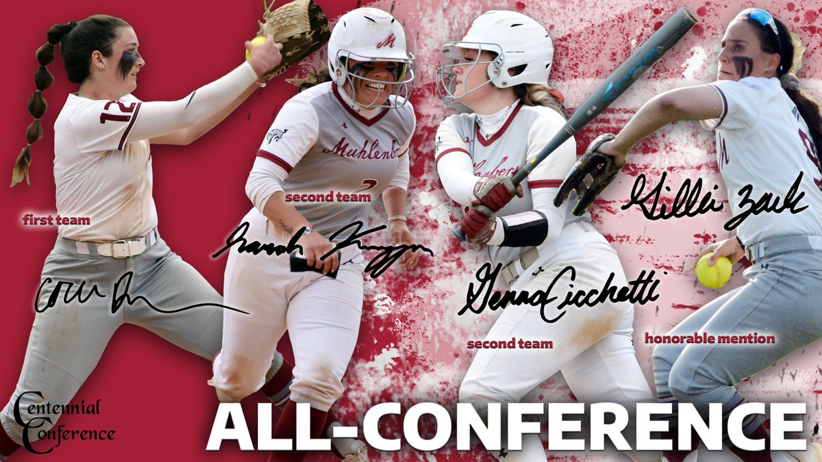 Honors for the champions! 

Four #Muhlenberg softball 🏆 players named to All-#CentConf team

🥎 Bridgers 1st team
🥎 Karmazyn, Cicchetti 2nd team
🥎 Zack honorable mention

bit.ly/38mwrWD

#CCsb #d3sb <a href="/mulesoftball/">Muhlenberg Softball</a>