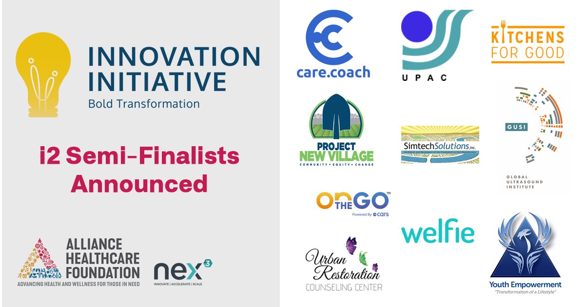 AllianceHF's tweet photo. Congrats i2 semi-finalists! @careDOTcoach @charitableauto @globalultrasou1 @KitchensForGood @newvillagesd @SimtechInc @UPAC_SD @WELFIEdotcom @UrbanRestorationCounselingCenter @YouthEmpowermentsFinest +partner @nexcubed #i2funding #innovation #SocialImpact
https://t.co/luyJT1ggim https://t.co/u88QOBDoC1