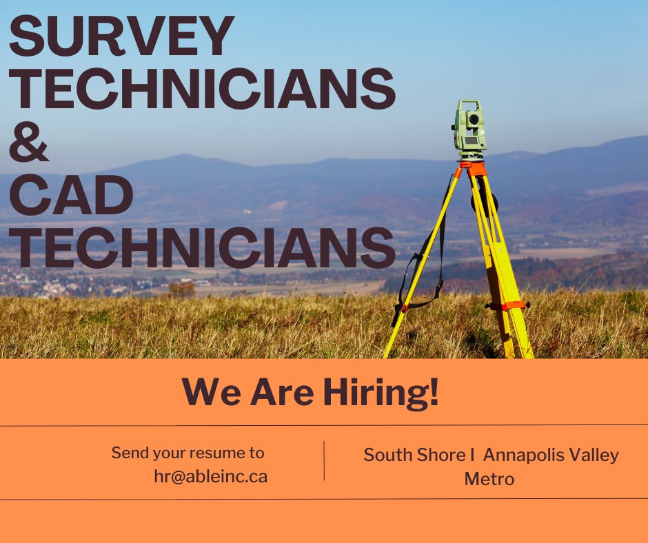 Able_Engineers's tweet photo. Heads up folks! We are hiring! Details right there.
#hiring #surveytechnicians #cadtechnicians https://t.co/i1HmhCyCdJ