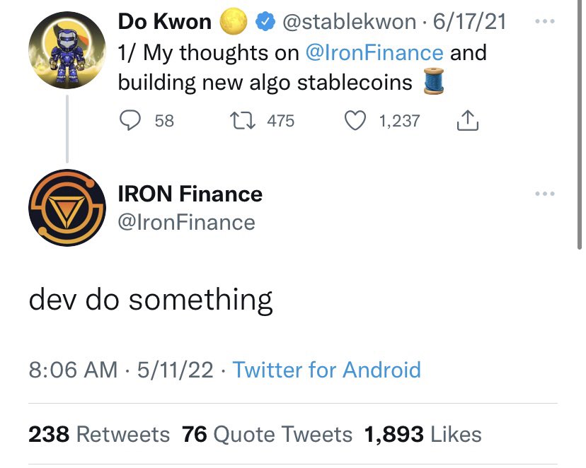 LOL Iron Finance just came back from the dead to troll Do Kwon

Wtf is this timeline