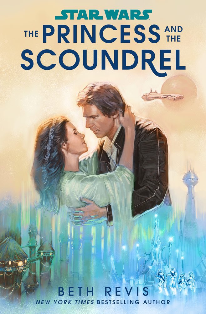 TarkinsTopShelf's tweet photo. This cover reveal by @Cuthbo for the upcoming novel “The Princess and The Scoundrel” by @bethrevis via @DelReyStarWars is absolutely amorous! 
💙🤍💙🤍💙🤍 https://t.co/yThpV5Ib6L