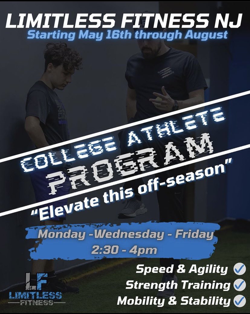 LimitlessFitNJ's tweet photo. College athletes come get some work in with the best trainers around🥇 #BeLimitless #LimitlessFitnessNJ #FitnessNJ https://t.co/uauITWODYc