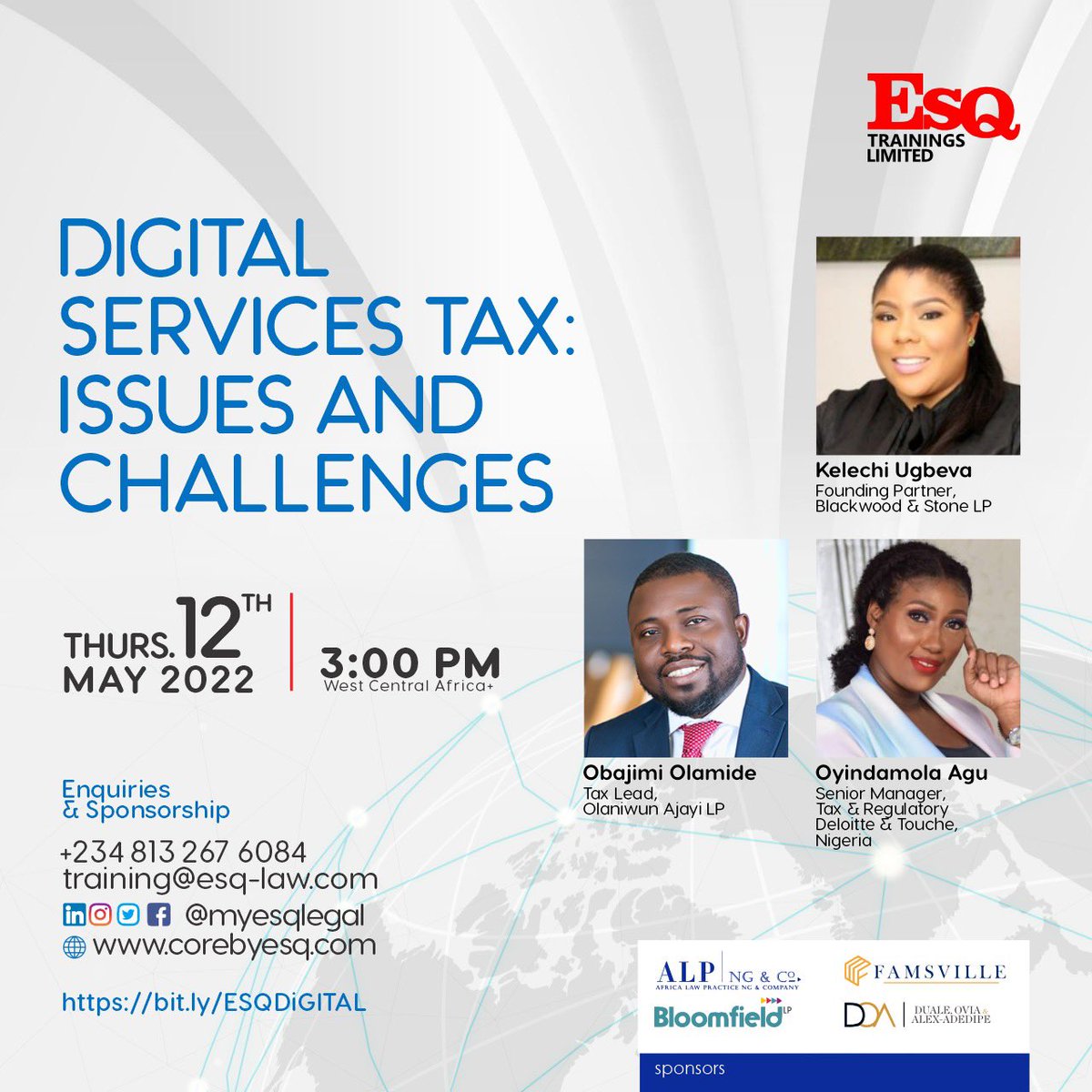 This webinar will enlighten you on the issues and challenges in digital services tax.

Register Here
bit.ly/ESQICSID