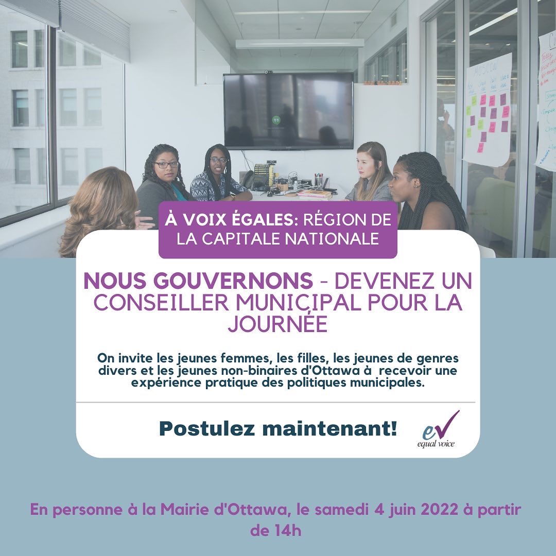 If you, or someone you know, is a high school student interested in city issues, or has a passion for politics and civic engagement, this program is a great opportunity! Join <a href="/EqualVoiceNCR/">Equal Voice NCR</a> for their second year of They Govern! 

Sign up: cognitoforms.com/EqualVoice1/Th…