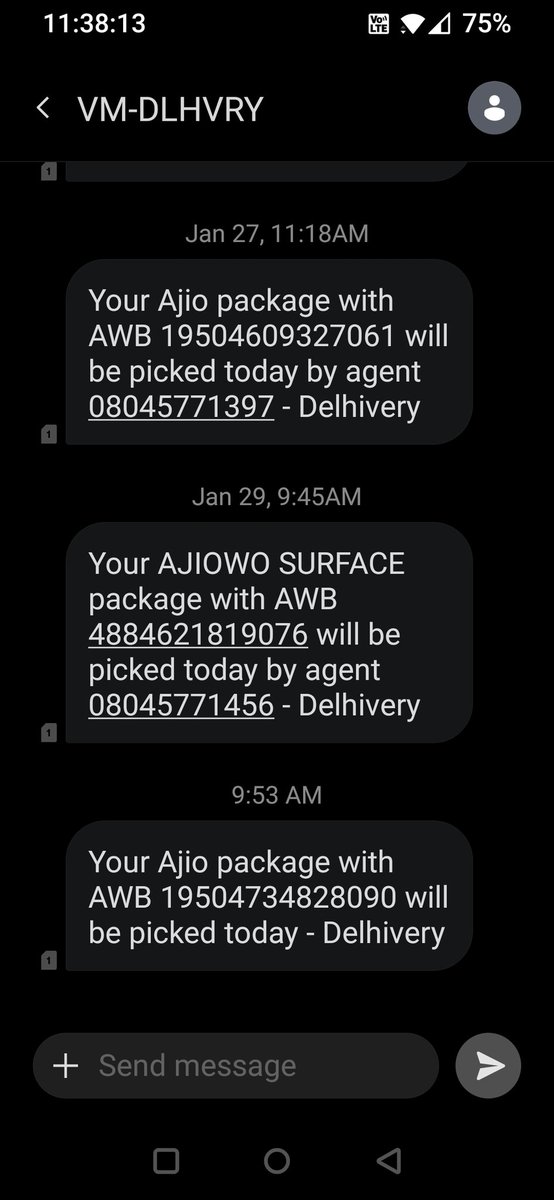 sarfrazalam014's tweet photo. @AJIOLife 
Hi Team 
Can you please check
Why your courier boy not came to pik my product
Even i got massage .Chk asap
Why fake attempt notification showing https://t.co/OnUAqQpAF3
