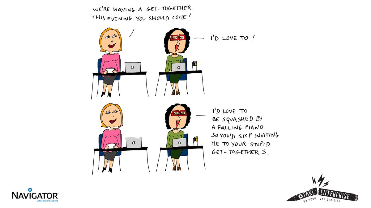 navigatorpaper's tweet photo. Peculiar invites.
Who doesn't love work get-togethers?

#NavigatorPaper #fakenterprise #HugovanderDing #getogether #accounting https://t.co/itn8LzlHJp