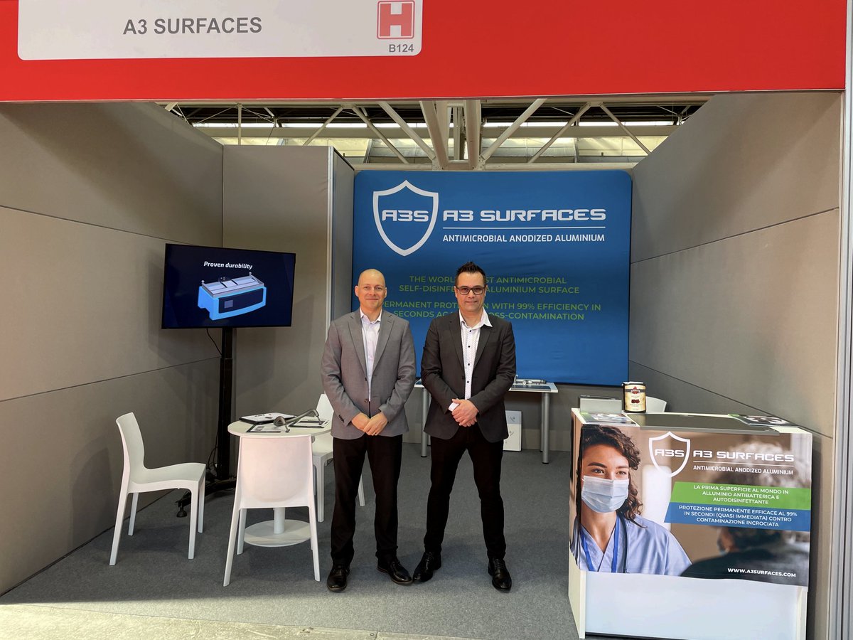 A3Surfaces's tweet photo. Buongiorno! Cette semaine, l'équipe A3S composée de Jean-Sébastien Lemieux et Maxime Lamirande participe à @Exposanita 2022, à Bologne en Italie. Ce salon commercial d'envergure internationale regroupe les professionnels et les entreprises du secteur de la santé. #a3surfaces https://t.co/IjSJAFrpQL