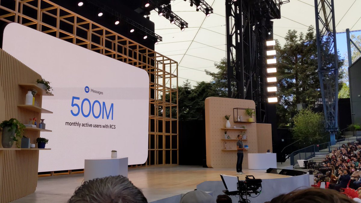 sanazahari's tweet photo. Over 500 million messages users now enabled with RCS on Android. Time to upgrade all SMS conversations on all devices to this modern and secure standard. #GoogleIO https://t.co/YY1B2R6sbV