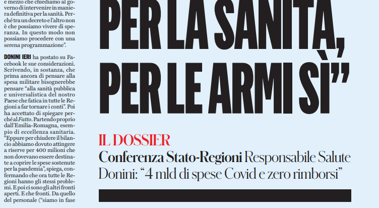 OrtigiaP's tweet photo. Conferenza Stato-Regioni Resp. Salute
#Donini: “4 mld di spese Covid e zero rimborsi” Ma si aumenta la spesa militare. E' da un anno e mezzo che chiediamo al governo di intervenire in maniera definitiva per la sanità.Come pensano di affrontare l'autunno? con -0,6 annuo in sanità? https://t.co/ugy15WbJts