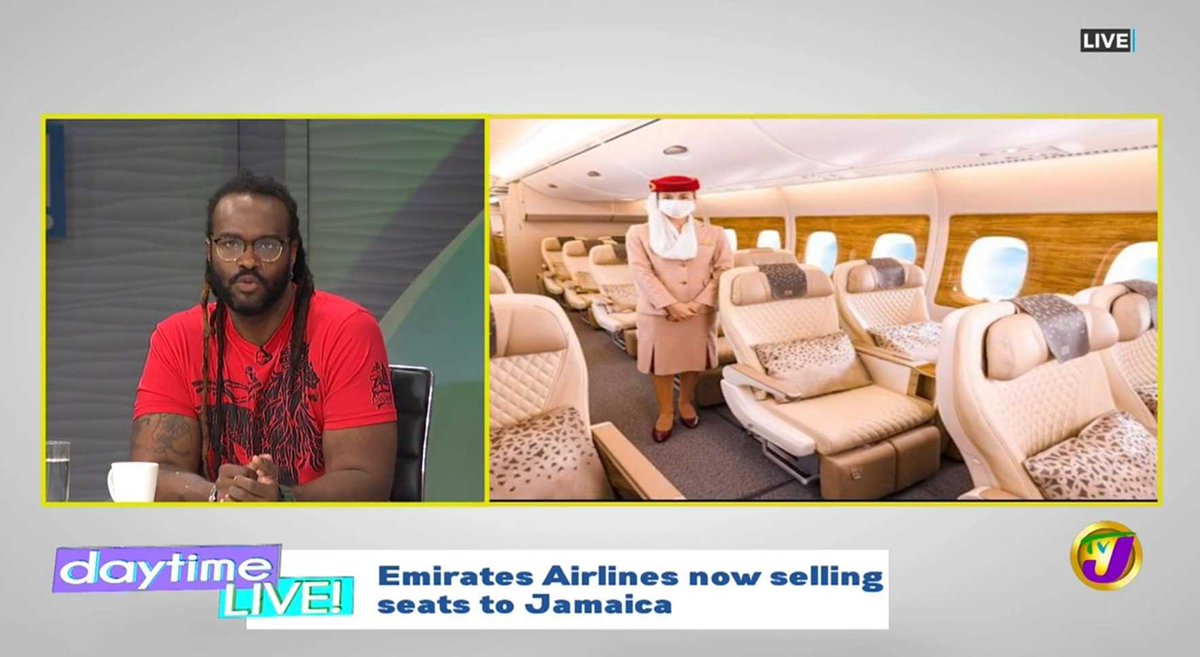 televisionjam1's tweet photo. Emirates Airlines is now selling seats to Jamaica!
Both NMIA and SIA are now listed in the international ticketing system to book flights to and from their respective destination.
Are you hopping on a flight to Dubai this summer? 😎
#TVJDaytimeLive #DaytimeLive https://t.co/oaSCXsAfjA