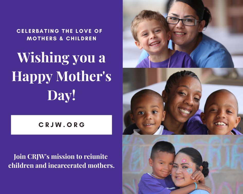 Happy Mother's Day! Sending well wishes, hope, and healing to our mothers and children impacted by incarceration. 

Watch our 2022 Mother's Day Video: youtu.be/pGwTbLBCS7w

Join our mission today: 
crjw.org