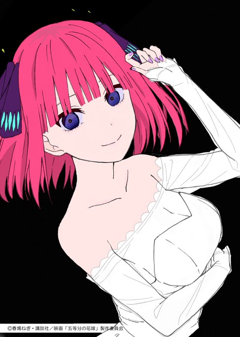 破竹寺 N_N@Vtuber制作中！！さんがTwitterに投稿した中野二乃(五等分の花嫁)のイラスト。