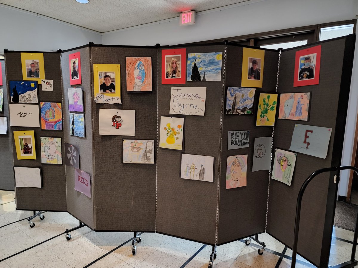 SBESHSA's tweet photo. The art work of our 8th Grade students will be displayed in the Lobby for the rest of the week. https://t.co/joRcMzrytw