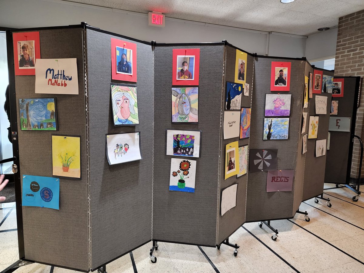 SBESHSA's tweet photo. The art work of our 8th Grade students will be displayed in the Lobby for the rest of the week. https://t.co/joRcMzrytw