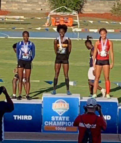 A'Zaria Whitehurst, State Champion 🏆 in 100 meters. We are so proud of her🖤💛