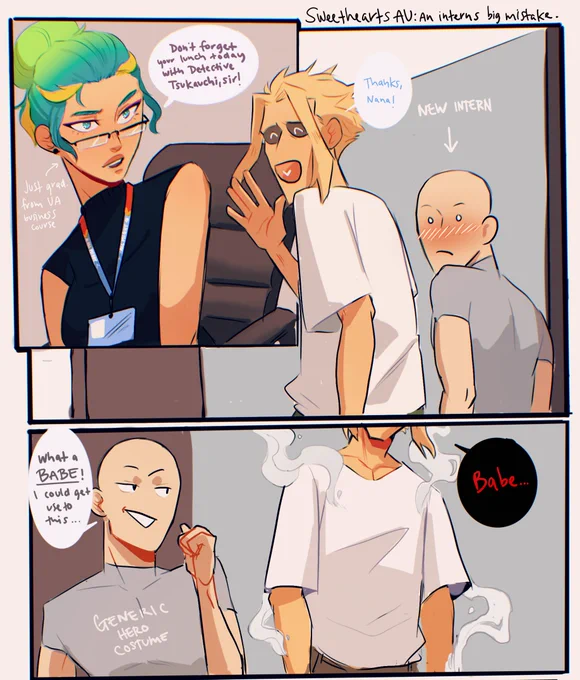 Intern almost sent into space by All Might, more news at 11. (Sweethearts!AU) 
