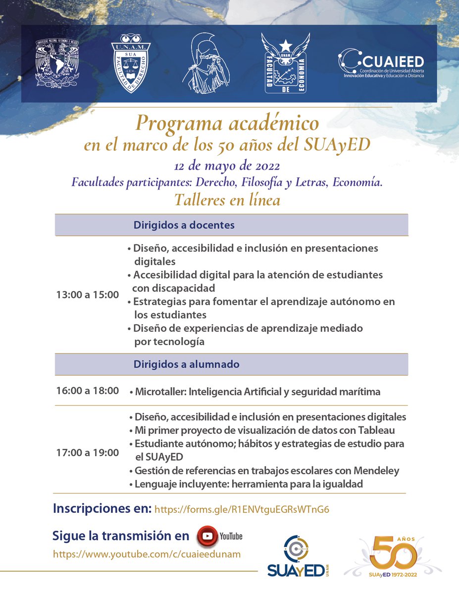 Programa académico de los 50 años del SUAYAD.