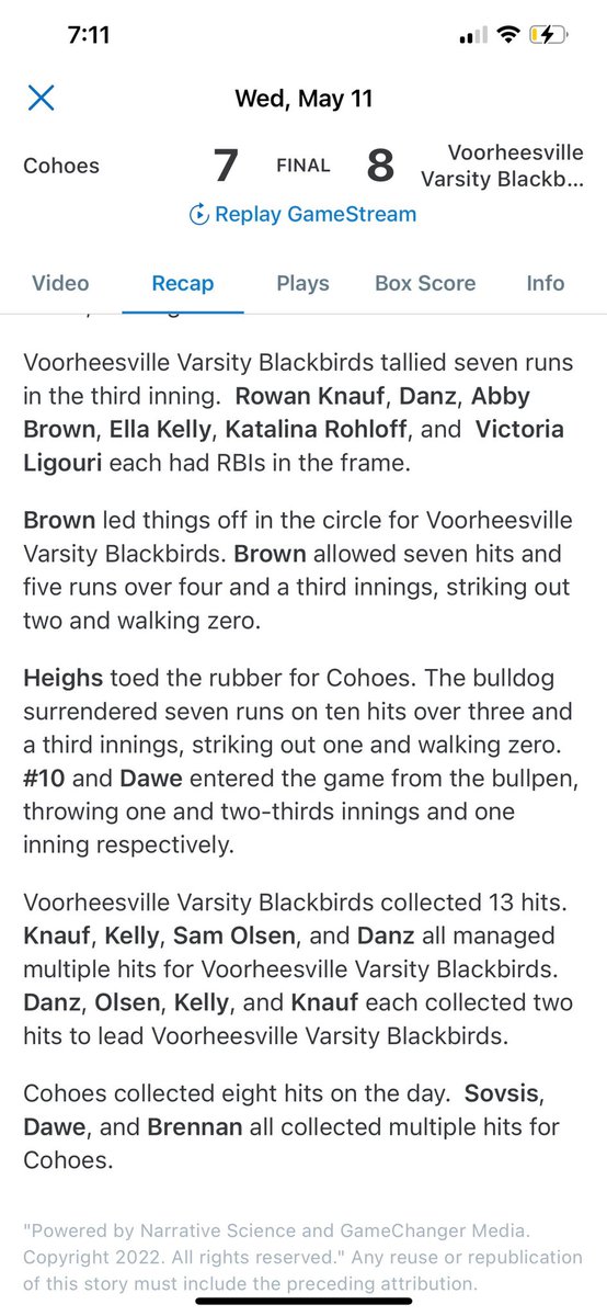 Voorheesville Softball tweet media