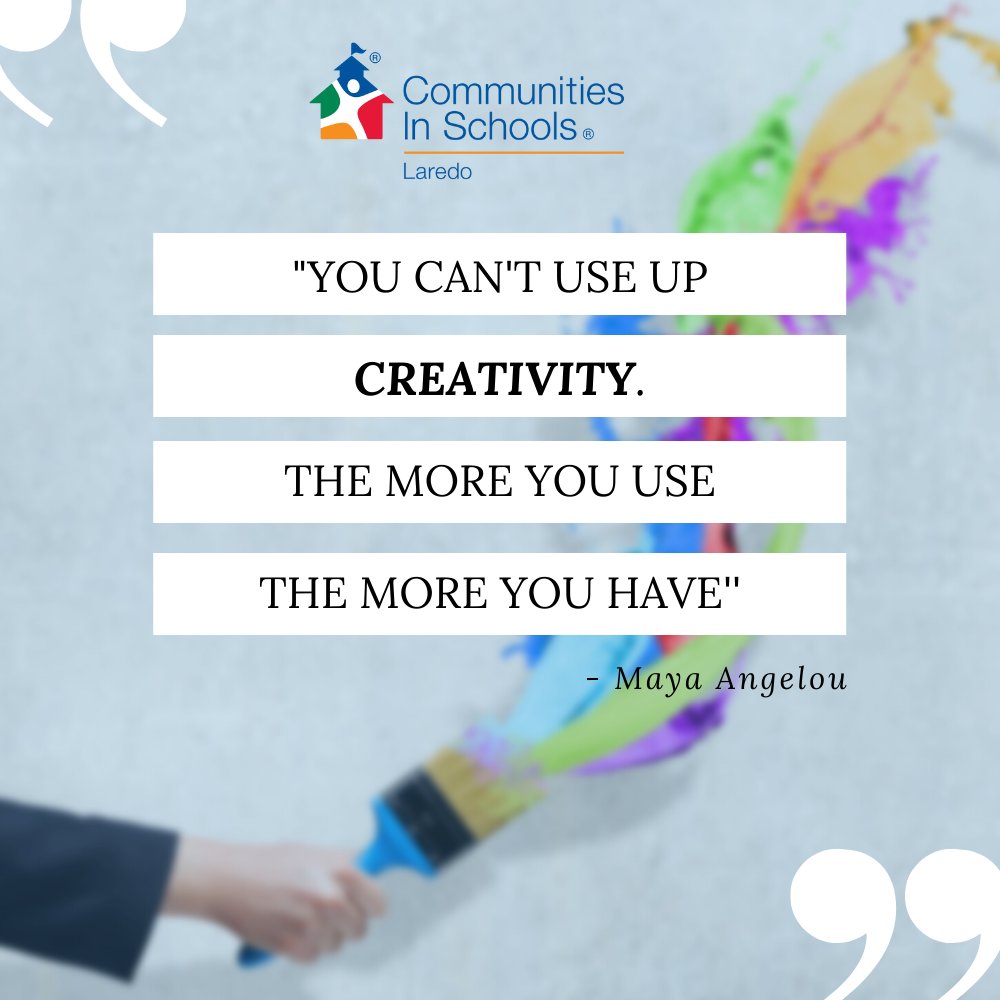 CIS_Laredo's tweet photo. You can never run out of creativity! What will you create this week!? π¨
#CISProud #cislaredo #communitiesinschools #Allinforkids #laredoindendentschooldistrict #unitedindependentschooldistrict #jimhoggcountyisd #Zcis #CISFamily #CommunitiesInSchools https://t.co/hHgvY8mMyk
