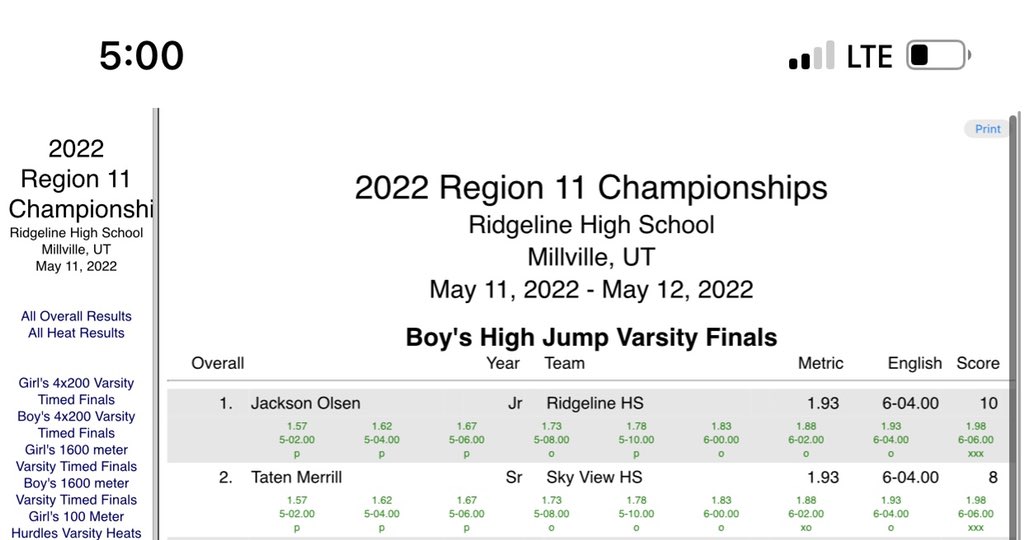Took 1st in region today for high jump! Second time ever high jumping