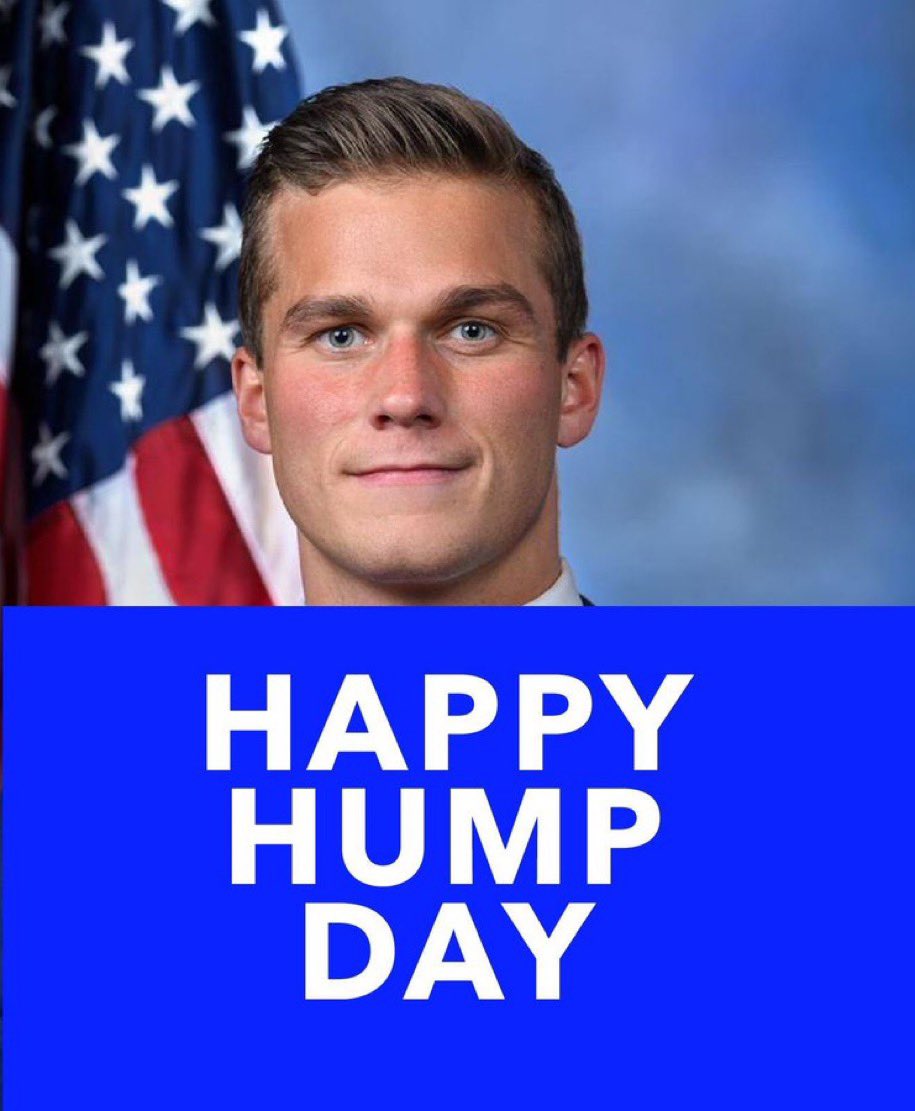 Hal3yRos3's tweet photo. Hey…guess what today is?!? 😂🤣#HumpDay #toosoon #MadisonCawthorn #GOP https://t.co/ob4OmVuCaE