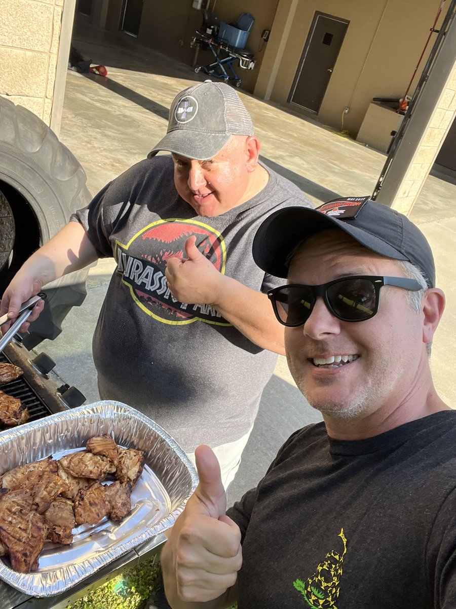 joedom's tweet photo. Having dinner with the heroes at FCFD Station 11. Chaplain Frank manning the grill #firechaplain #fire #ems #firstresponders https://t.co/kCSBnCspfh