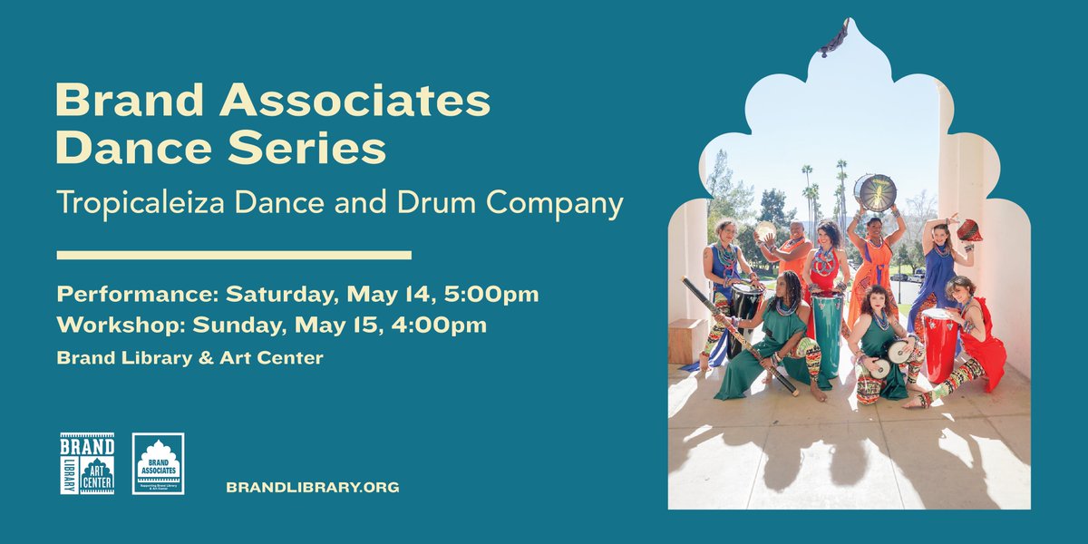 brandlibrary's tweet photo. In a few more days Tropicaleiza Dance and Drum Company will join us for the third performance and workshop of Brand Associates Dance Series!
Performance: Saturday, May 14, 5:00pm
Workshop: Sunday, May 15, 4:00pm
#GlendaleEvents #danceevents https://t.co/I9x1PrJVqZ