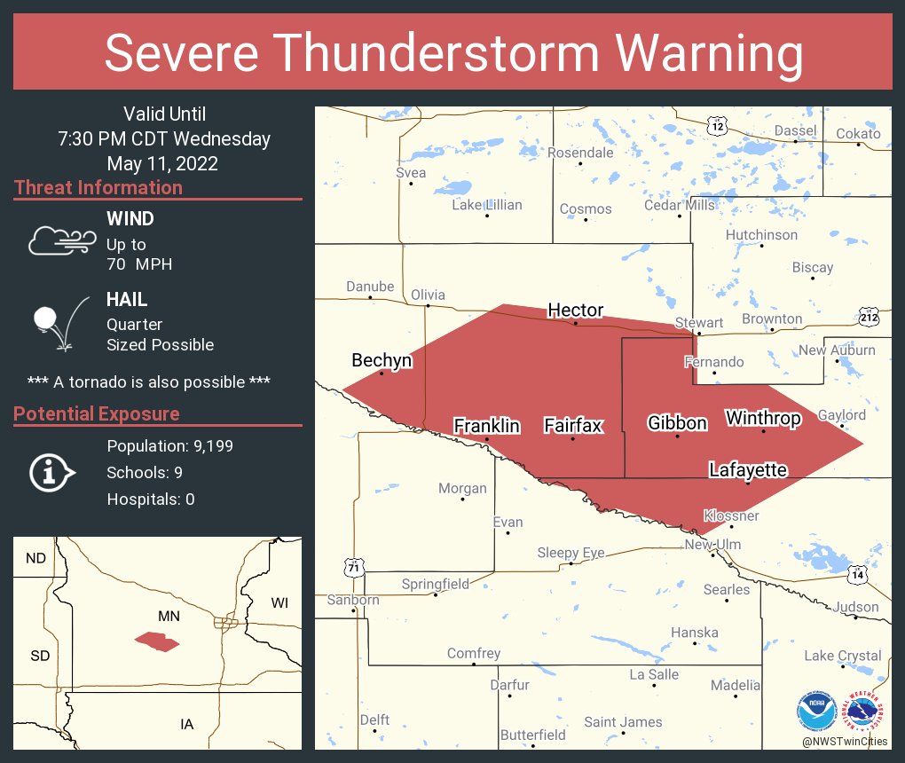 NWS Twin Cities on Twitter "Severe Thunderstorm Warning including