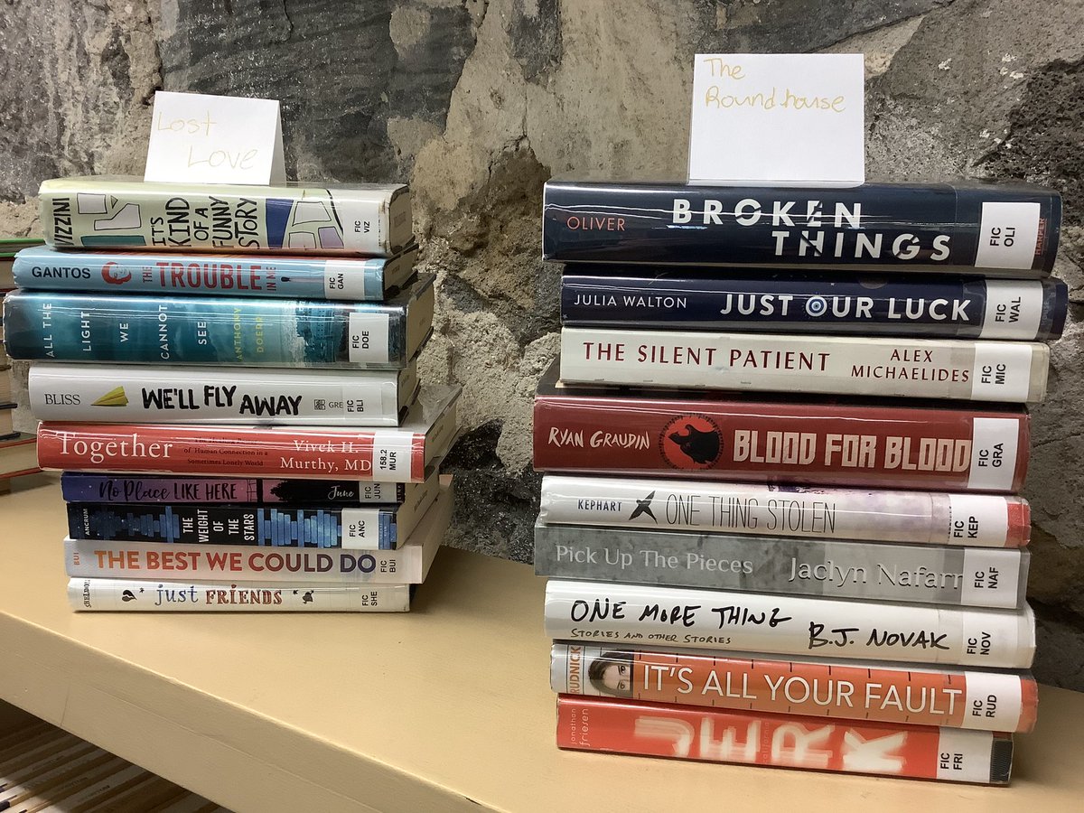 #BookSpinePoetry by our #MidPacific HS students. Come by the #SchoolLibrary to see them all!