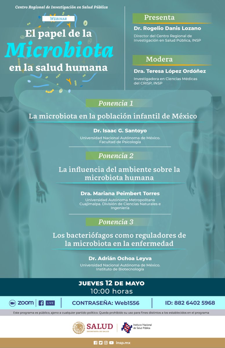 inspmx's tweet photo. Mañana 12 de mayo, a las 10:00 horas:

#SeminarioCRISP "El papel de la microbiota en la salud humana" https://t.co/jHPJTl3UJP