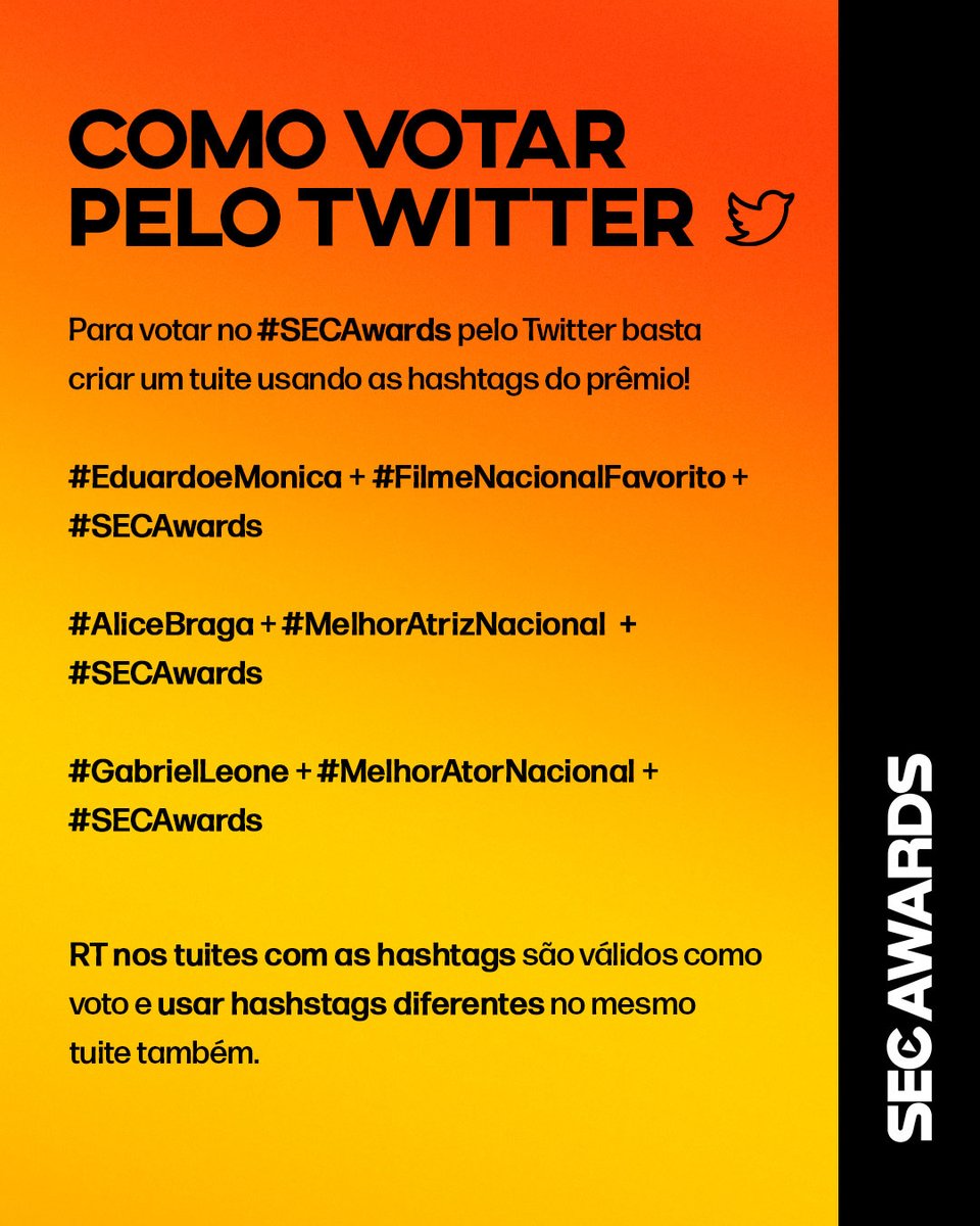 eduardoemonicax's tweet photo. Votar aqui no Twitter é simples! Use as hashtags #EduardoeMonica #FilmeNacionalFavorito #SECAwards 
#AliceBraga #MelhorAtrizNacional #SECAwards 
#GabrielLeone #MelhorAtorNacional #SECAwards https://t.co/AGtsVvYbs5