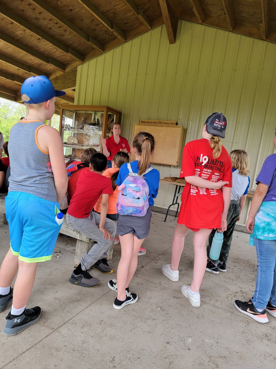 msdirksact's tweet photo. Yesterday, 5th &amp; 6th graders went to the Iowa Living History Farms in Des Moines for our field trip. We learned about Iowa farms from the 1700s-1900s. We also got to see the bank where they have the safe and grill work around the counter donated from the Albert City Saving Bank! https://t.co/ebIpwlCKht