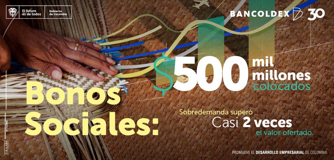 JavierDiazFa's tweet photo. Con éxito colocamos $500 mil millones de nuestros #BonosSociales, gracias al apoyo de las personas jurídicas y naturales que demandaron esta emisión y que creen en la financiación sostenible, con un enfoque territorial y de género. https://t.co/ccKBIheDH0