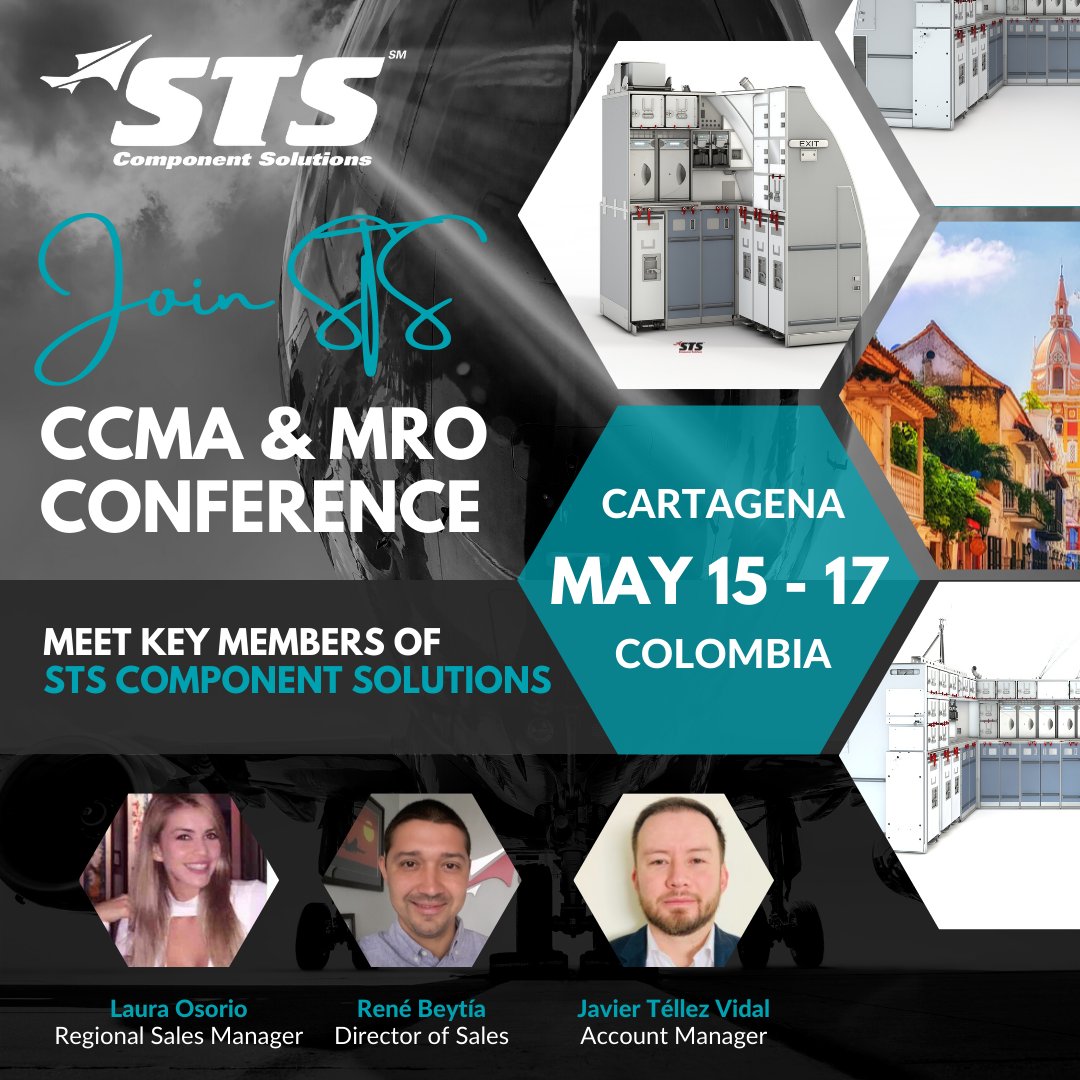 STSAviation's tweet photo. Join key members of the STS Component Solutions' family as they #GearUp for the 2022 #CCMAMROConference happening on May 15 -17 in #Cartagena, #Colombia!

#AvMRO #KeepFlying #JoinSTS #AircraftParts #OEMDistribution #CCMA https://t.co/DDmbWGQujE