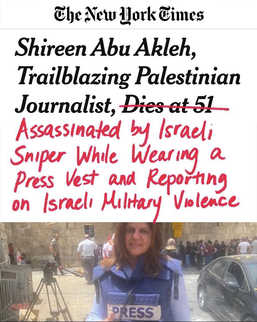 It’s heartbreaking when fellow journalists fall into the Israeli trap of LIES! Shame on you <a href="/nytimes/">The New York Times</a> 
#ShireenAbuAkleh