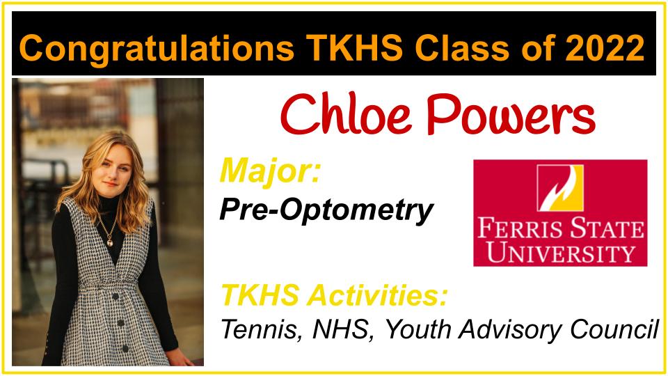 tkschools's tweet photo. Congratulations Chloe! Wishing you the best as you pursue your dreams! #tkstrong #tk2022 https://t.co/eojPDp666m