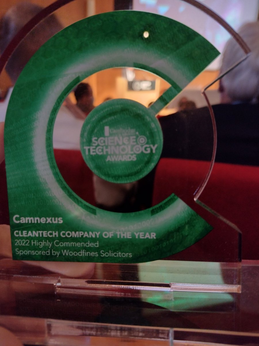 JessiOcamposC's tweet photo. Speechless. Deeply grateful.
#SciTechAwards @camnexusiot #Cleantech company of the Year Highly Commended Award.
@CambridgeIndy @CamCleantech @woodfines https://t.co/LLCJiUIqe2