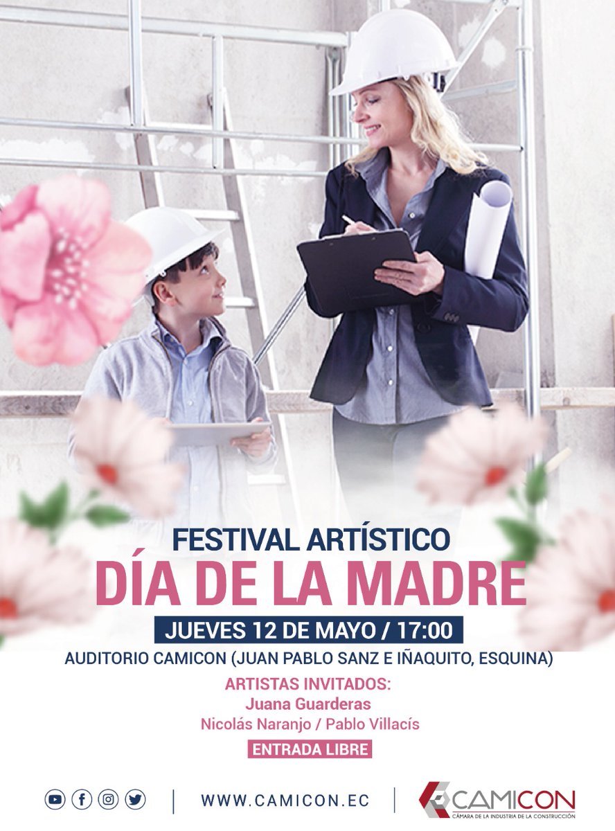 camicon_ec's tweet photo. 👋🏻👍🏻Mañana, mañana.. mañana:....JUEVES 12 DE MAYO DESDE LAS 17:00 🕔 🎥 ven a disfrutar del Festival Artístico dedicado a las madres. VEN CON TODA TU FAMILIA.
‼ENTRADA LIBRE‼
#camicon #festival #musica #madre #madresemprendedoras #construccion https://t.co/uNbidbGVyG