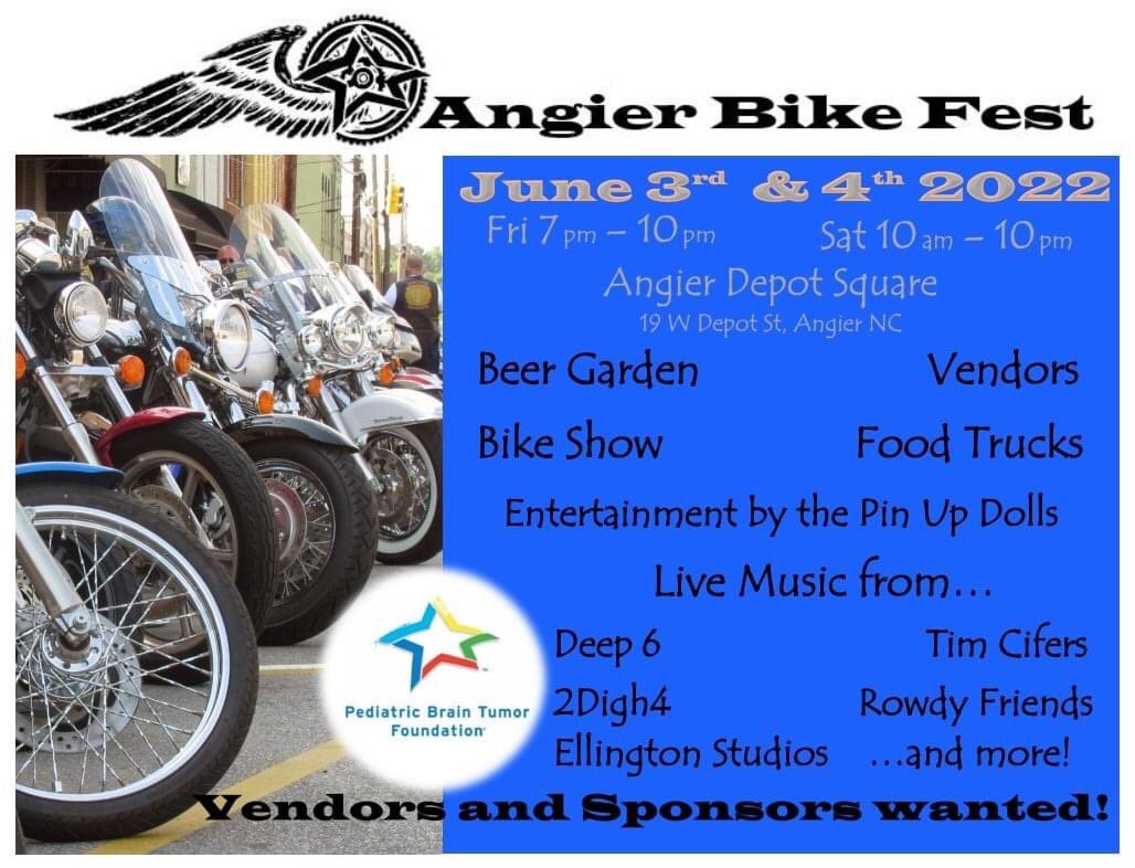 #angier #northcarolina - June 3 & 4

#motorcycles #charity #charityevent #fundraiser #angierbikefest #pediatricbraintumorfoundation #braintumor #children #kids 
#thebikerbookforcharity