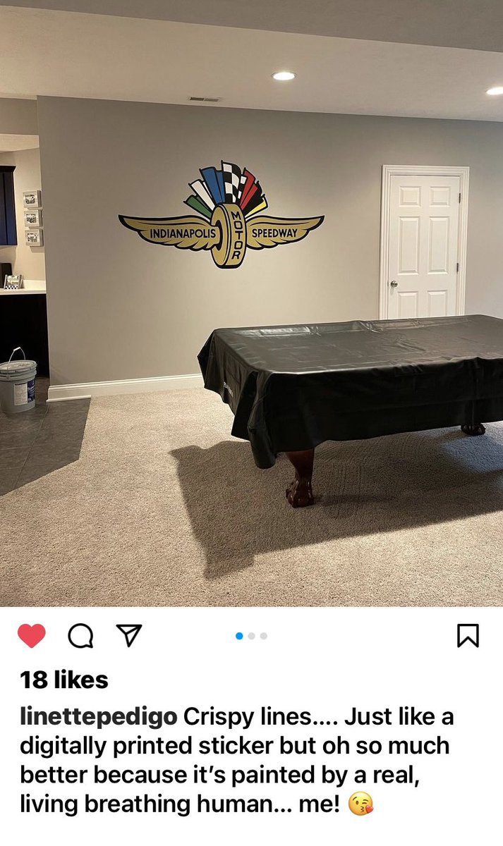 500Indy1911's tweet photo. Check out what an artist friend of mine just painted on the wall of a clientโฆBY HAND!
@IMS || #WingandWheel https://t.co/zYxGvSohRT