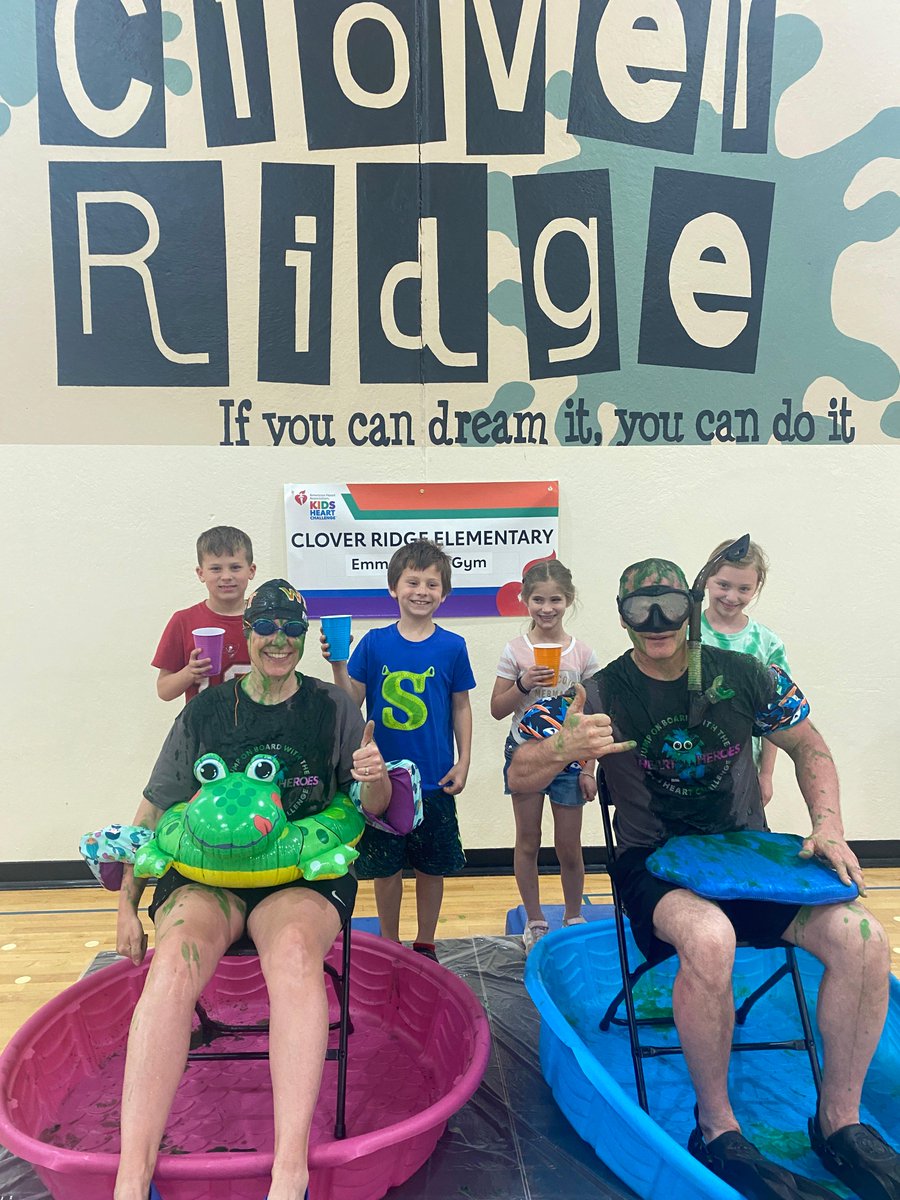 Mrs. Ryun and Mr. S slimed for CRE Students raising money for the Kids Heart Challenge! #GreatSports #YouCantDoThatOnTVFlashback #TeamCRE 🍀