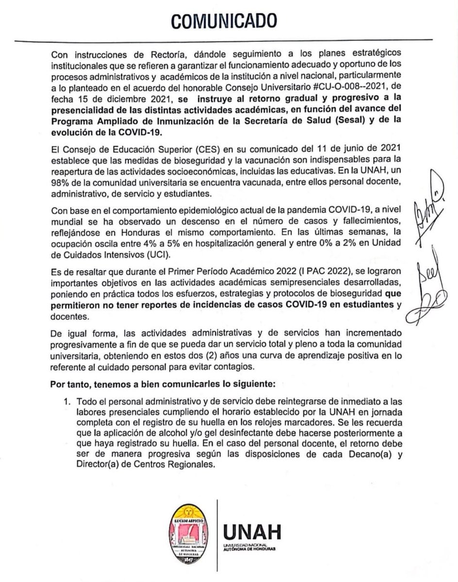 UNAHoficial's tweet photo. COMUNICADO sobre el retorno gradual y progresivo a la presencialidad de las distintas actividades académicas. https://t.co/u7iz051Ovl