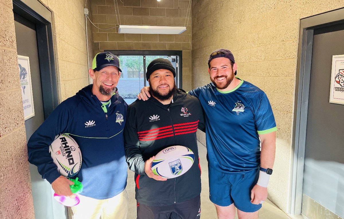 SeattleRugby's tweet image. Seattle Rugby Club Men's manager Dave and Men's director of rugby Kellen presented the club ball to Seattle Rugby alum Olive Onelani Kilifi while in Utah playing against the Utah Warriors Rugby.

Good to see you going well Oli, we miss you!

#UpTheOrcas