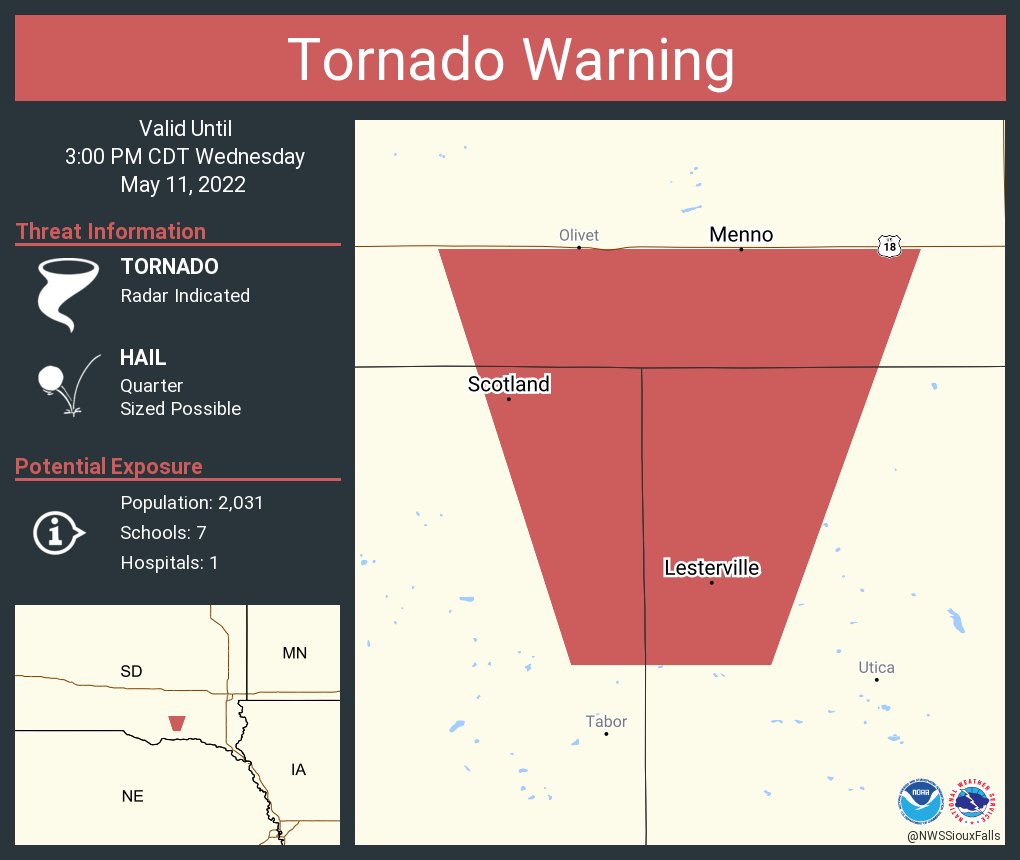 NWS Sioux Falls on Twitter "Tornado Warning including Scotland SD