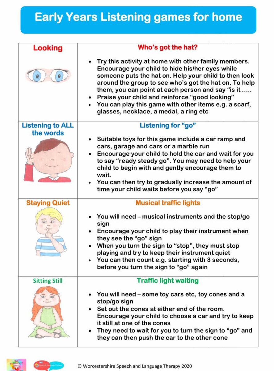SLT_Worcs's tweet photo. To go with our tip of the week: listening games for home from @teachchildren2👂🏻#listening #SLCN #sltworcstip 

@sar_smith @MegD121 @JacquiWoodcock @vixthespeechie @fionatotney @Charlotte16SLT @HMcCone_SLT @dharford79 👍🏼🌈💙 

Find our resources: https://t.co/2I6bq3oInO https://t.co/ahvxDMKbu0