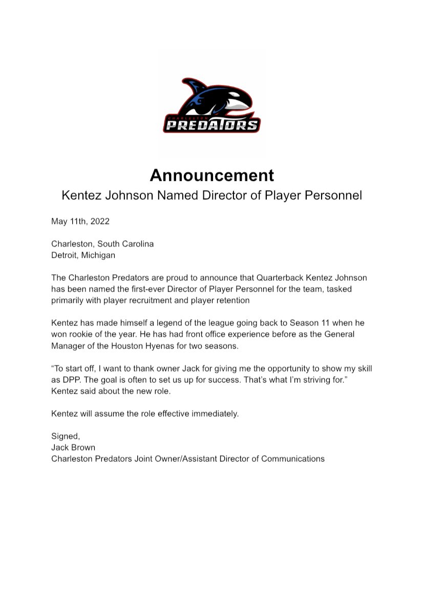 More announcements! Congratulations <a href="/TheTrueKJ5/">Kentez Johnson</a>!